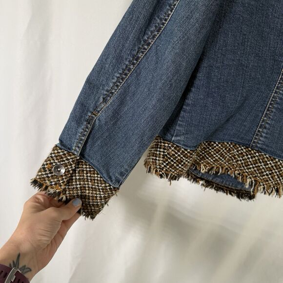 Coldwater Creek Denim Jacket Women's P12 Dark Wash Denim Button Up Cotton Blend - Picture 11 of 11